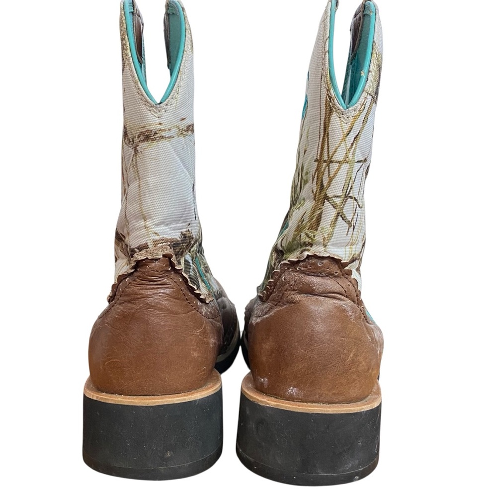 ARIAT Women 11B True Timber Snow Camo Brown Leather Shortie Cowboy Boots Fatbaby - Picture 4 of 9